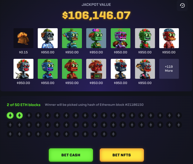 Rollbit NFT jackpot CryptoBets